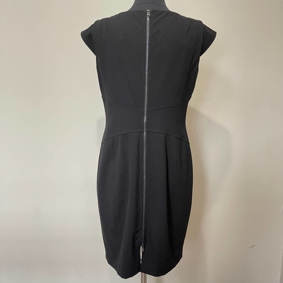 MARC NEW YORK Andrew Marc Black Sheath Long Back Zipper Cap Sleeve Dress Size 12 - Picture 4 of 9